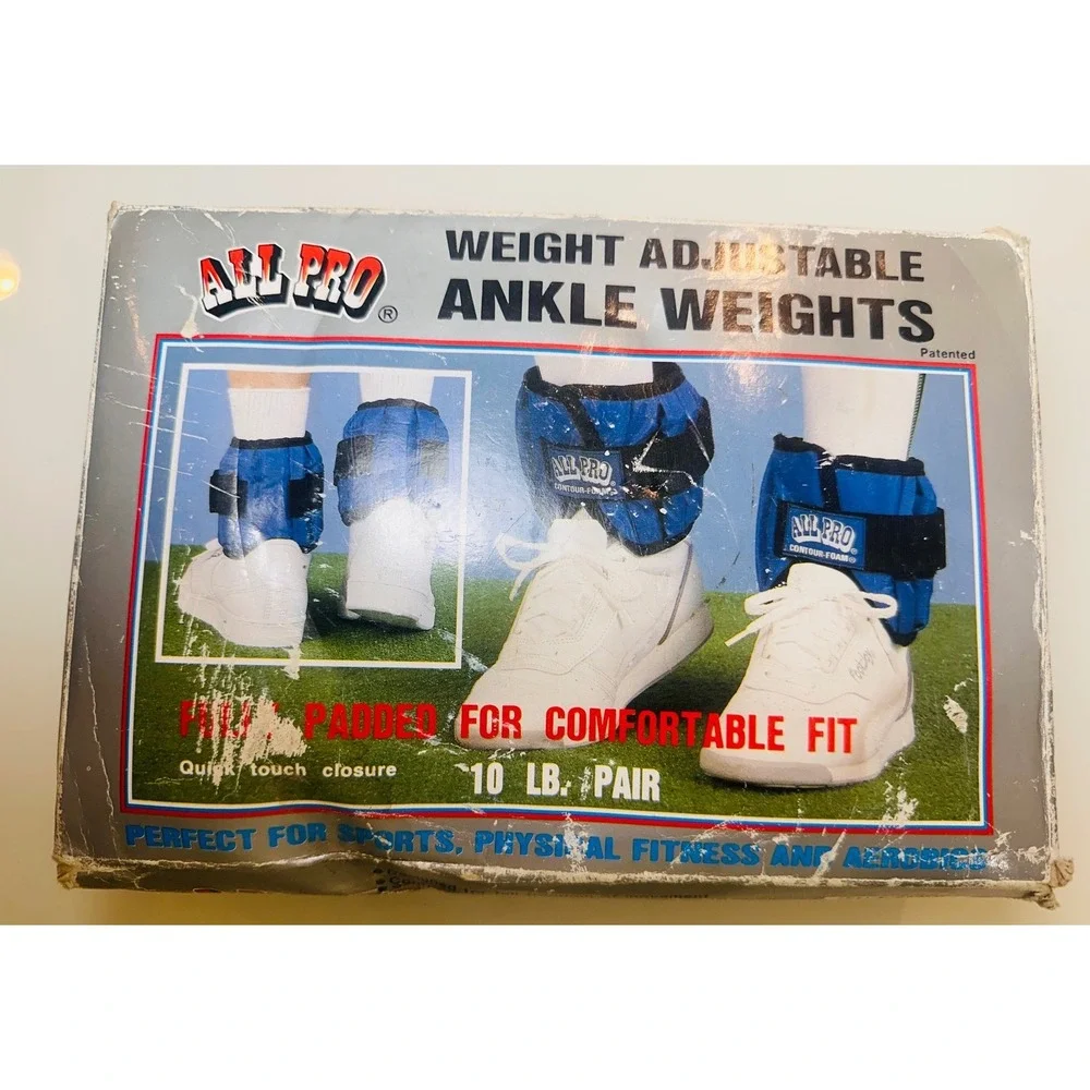 All Pro Weight Adjustable Ankle Weights 10 lb Pair Blue Model 400 Contour-Foam